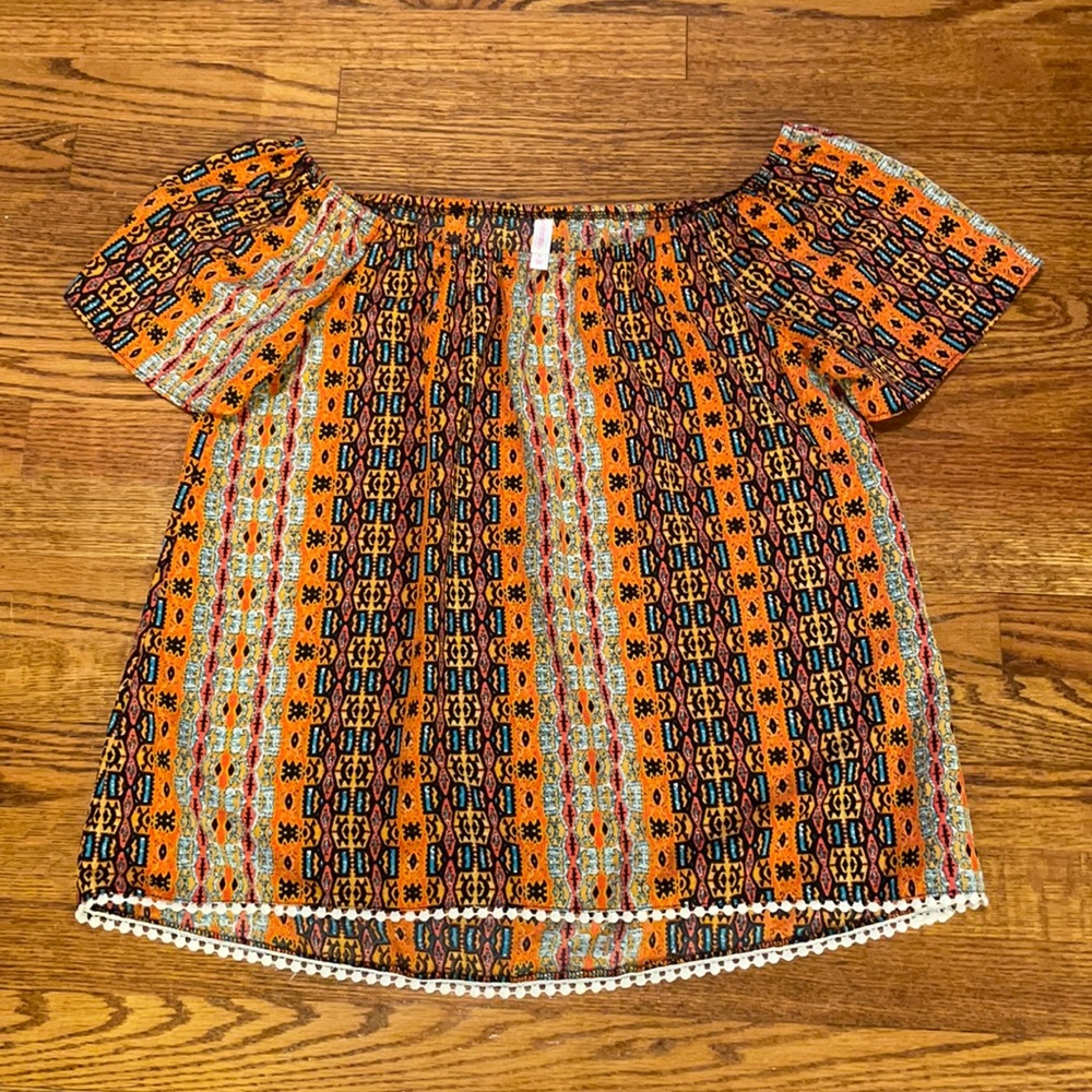 Multicolor off the shoulder top